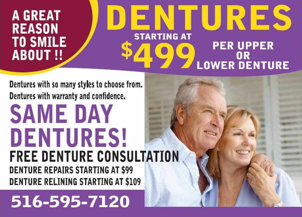Denture repairs starting at $99